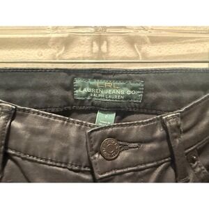 Ralph Lauren Black Waxed Jeans 8 Coated Denim Luxe Minimalist Straight